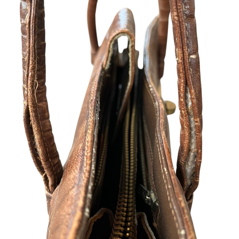 VINTAGE Mexican Western Tooled Leather & Hair on Hide Handbag Purse - Picture 8 of 12